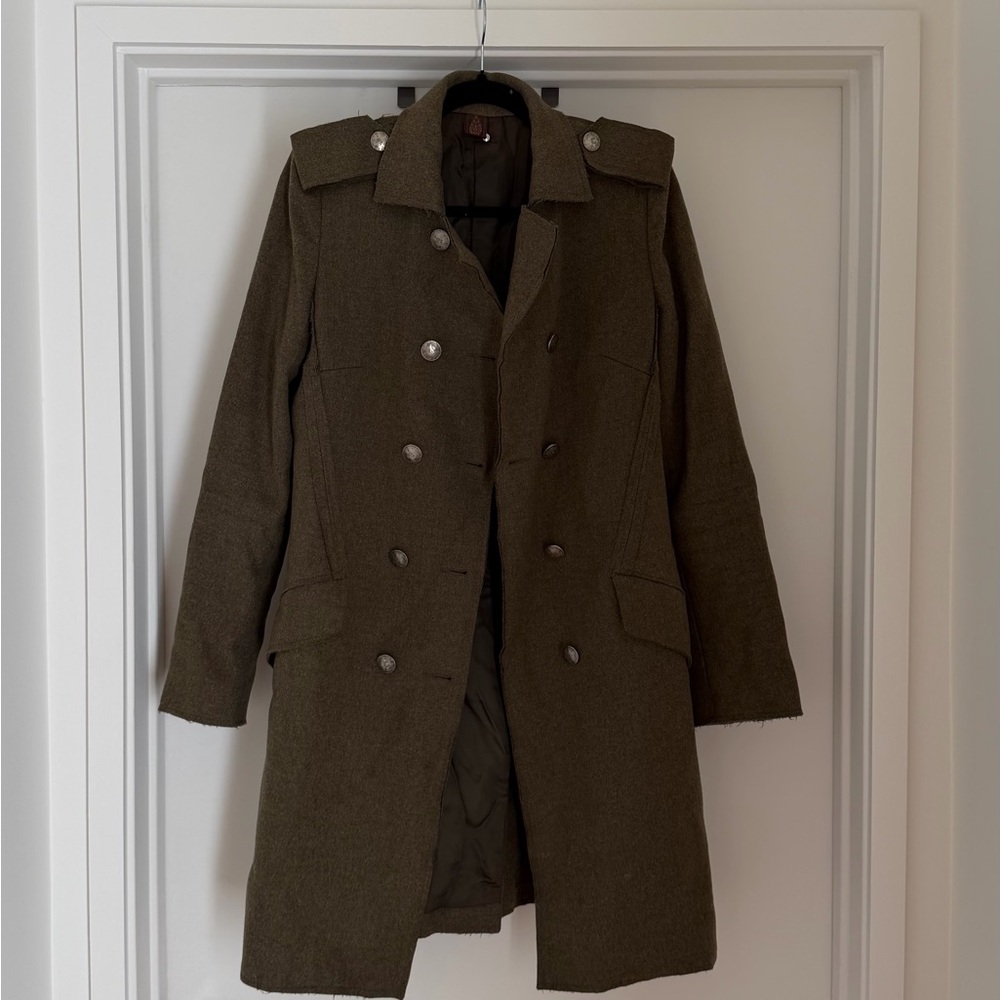 Dondup Wool Men's Olive Green Military Coat